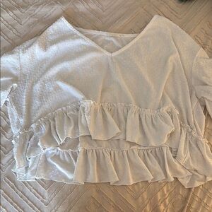 White Ruffled Women's Top